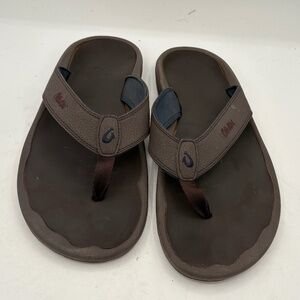 Olukai 'Ohana Makai Flip Flop Thong Slide Beach Sandal Dark Wood Mens Size 13